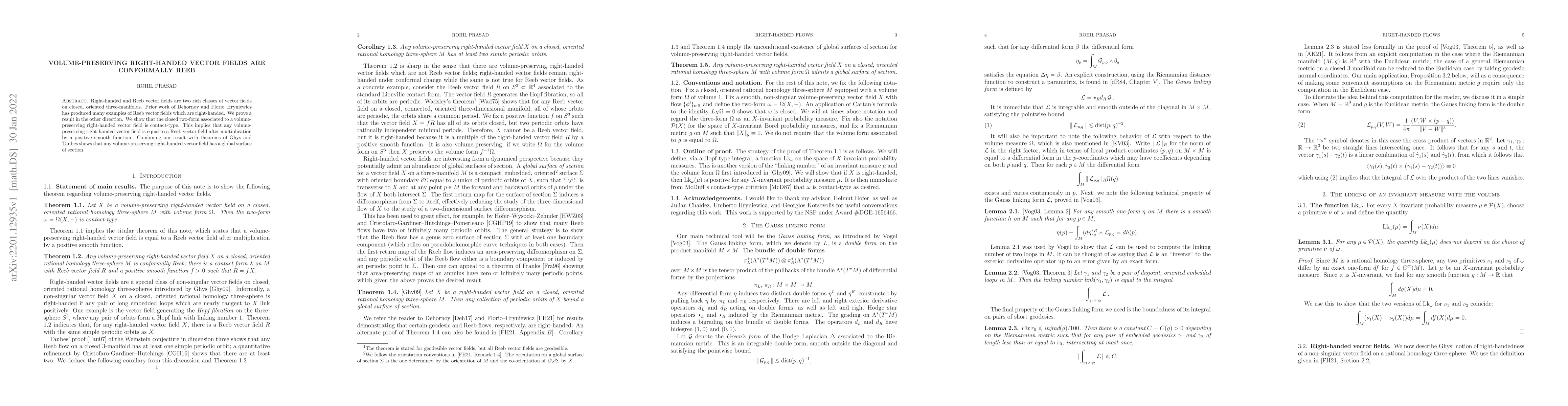 Thumbnail for Volume-preserving right-handed vector fields are conformally Reeb
