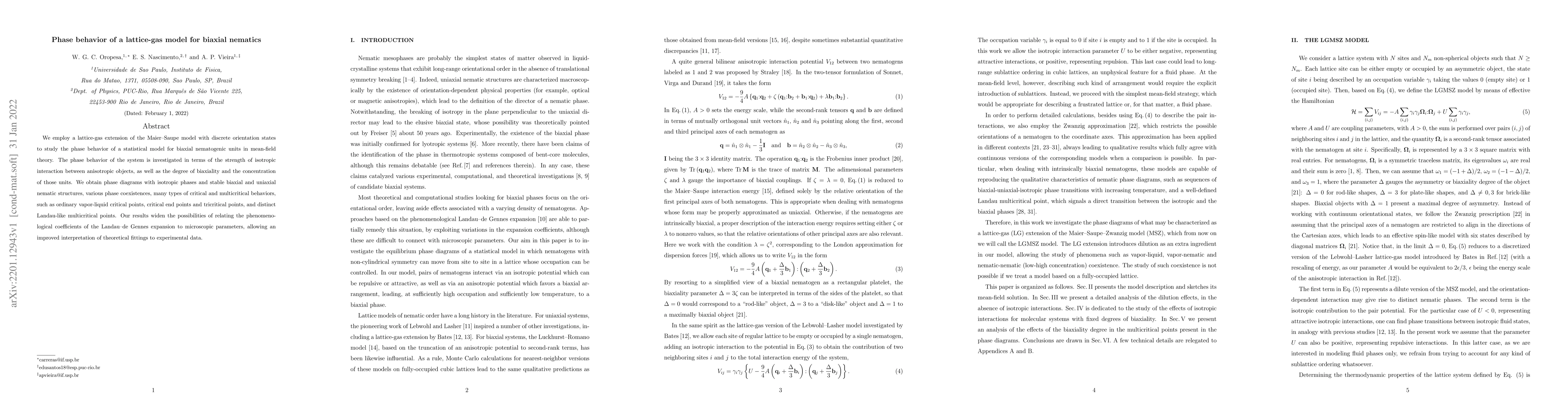 Thumbnail for Phase behavior of a lattice-gas model for biaxial nematics