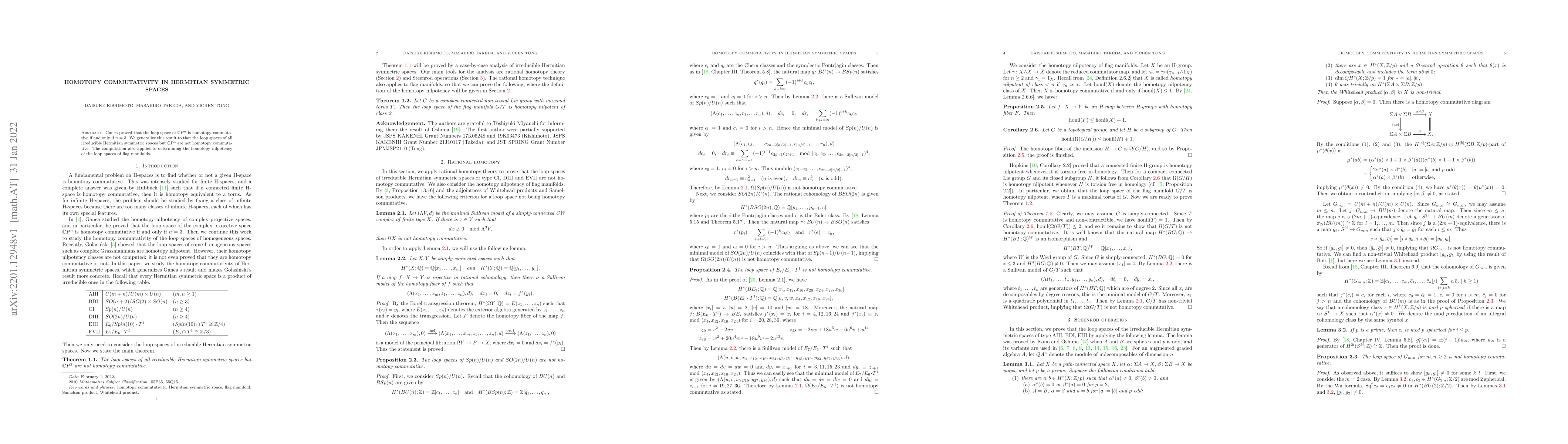 Thumbnail for Homotopy commutativity in Hermitian symmetric spaces