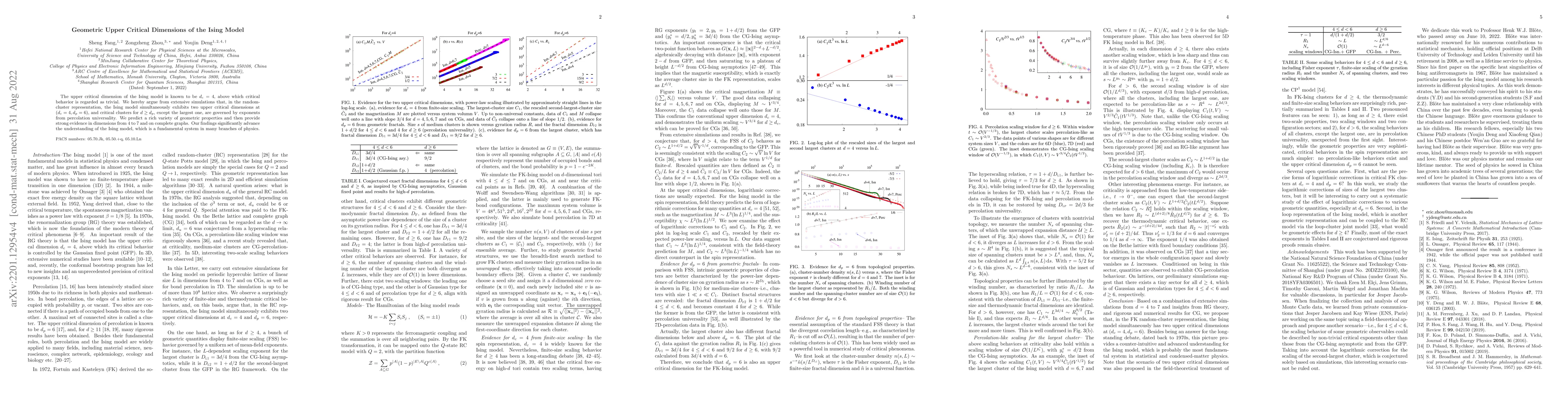 Thumbnail for Geometric Upper Critical Dimensions of the Ising Model