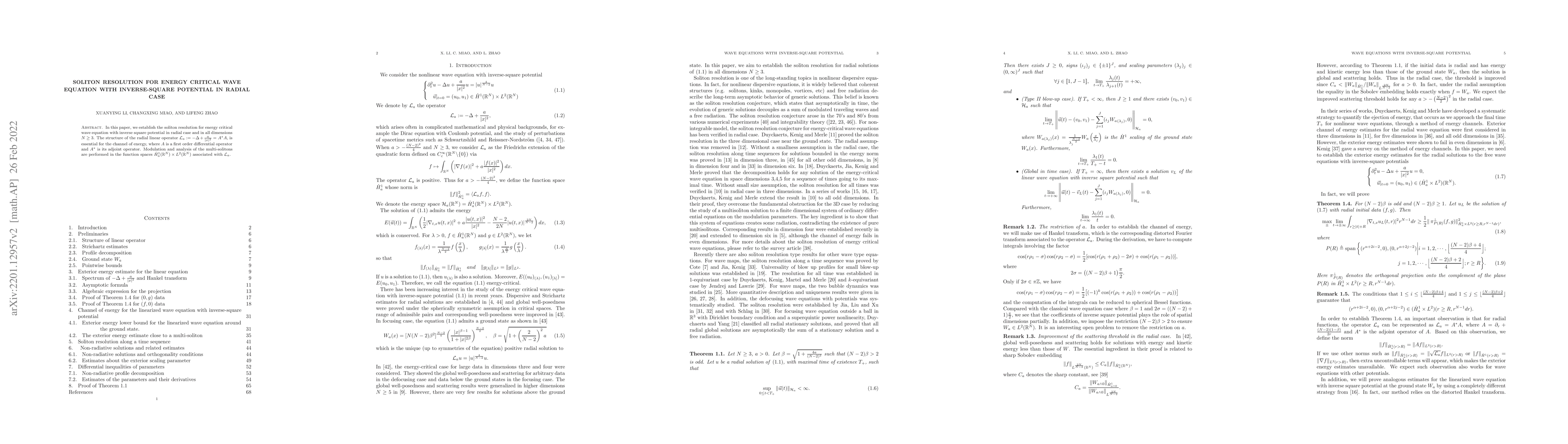 Thumbnail for Soliton resolution for the energy critical wave equation with
  inverse-square potential in the radial case