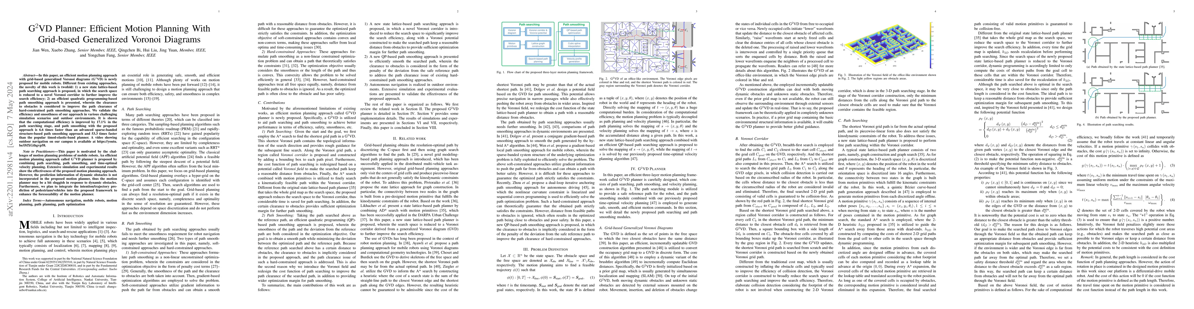 Thumbnail for G$ \mathbf{^2} $VD Planner: Efficient Motion Planning With Grid-based
  Generalized Voronoi Diagrams