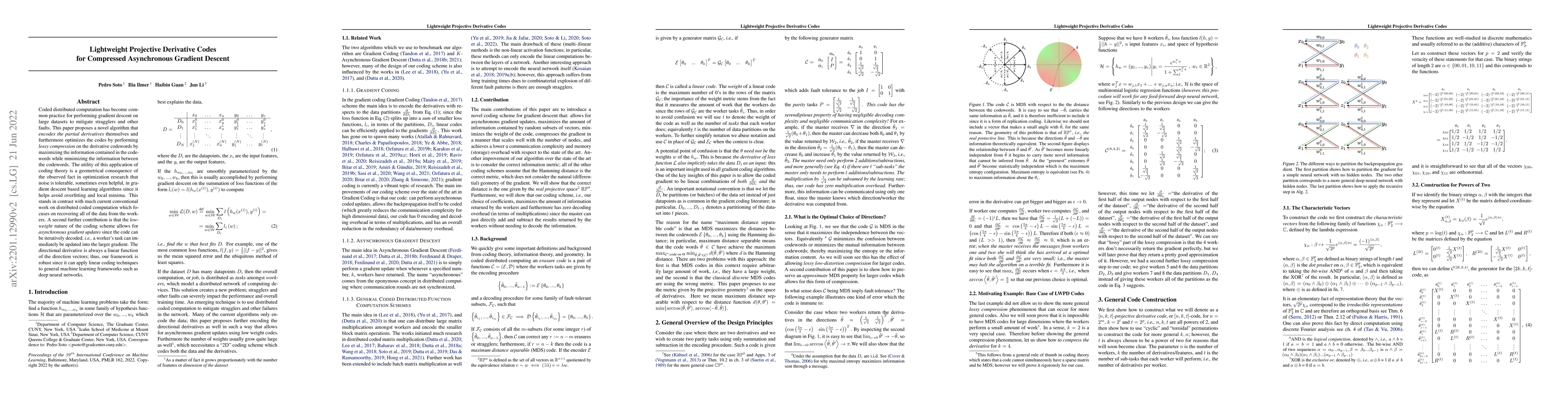 Thumbnail for Lightweight Projective Derivative Codes for Compressed Asynchronous
  Gradient Descent
