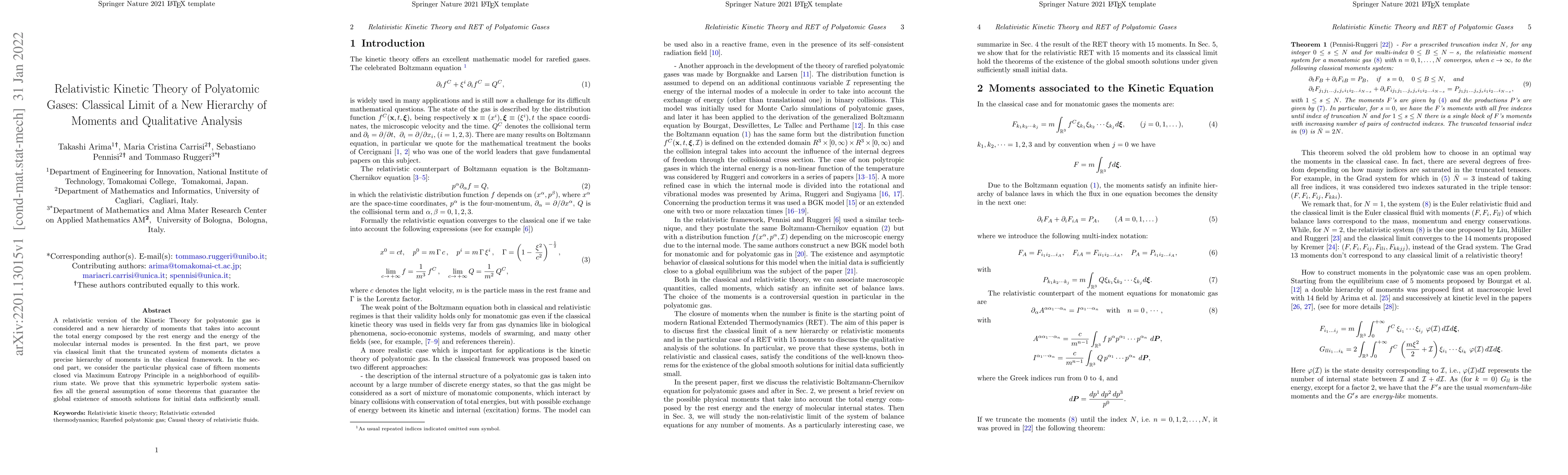 Thumbnail for Relativistic Kinetic Theory of Polyatomic Gases: Classical Limit of a
  New Hierarchy of Moments and Qualitative Analysis