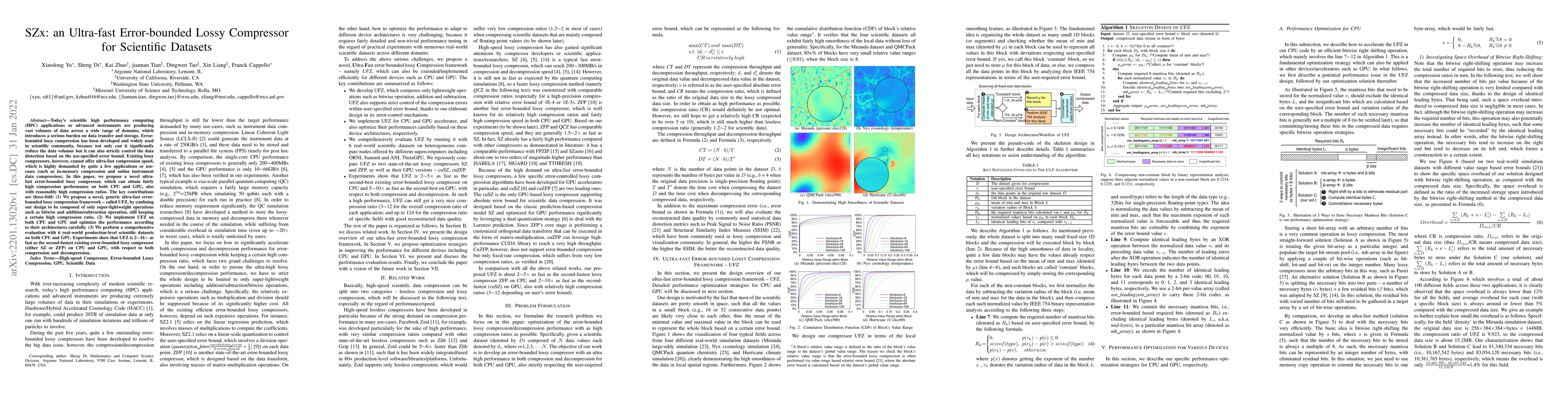 Thumbnail for SZx: an Ultra-fast Error-bounded Lossy Compressor for Scientific
  Datasets