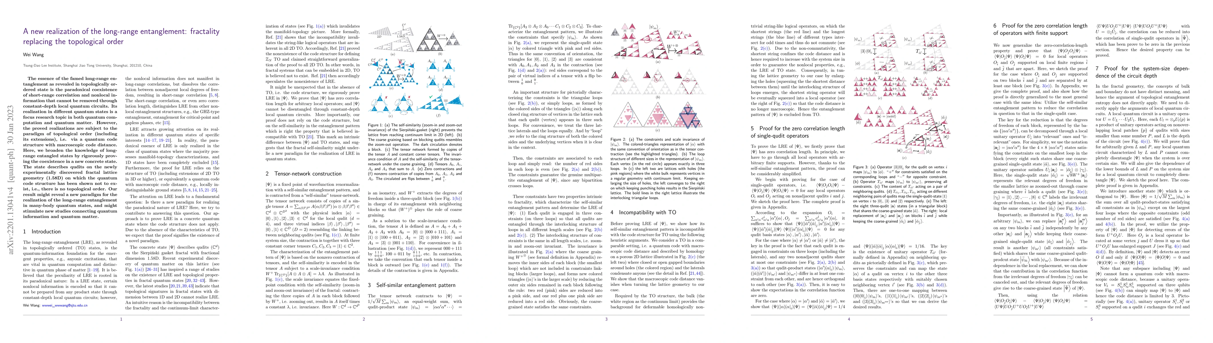 Thumbnail for A new realization of the long-range entanglement: fractality replacing
  the topological order