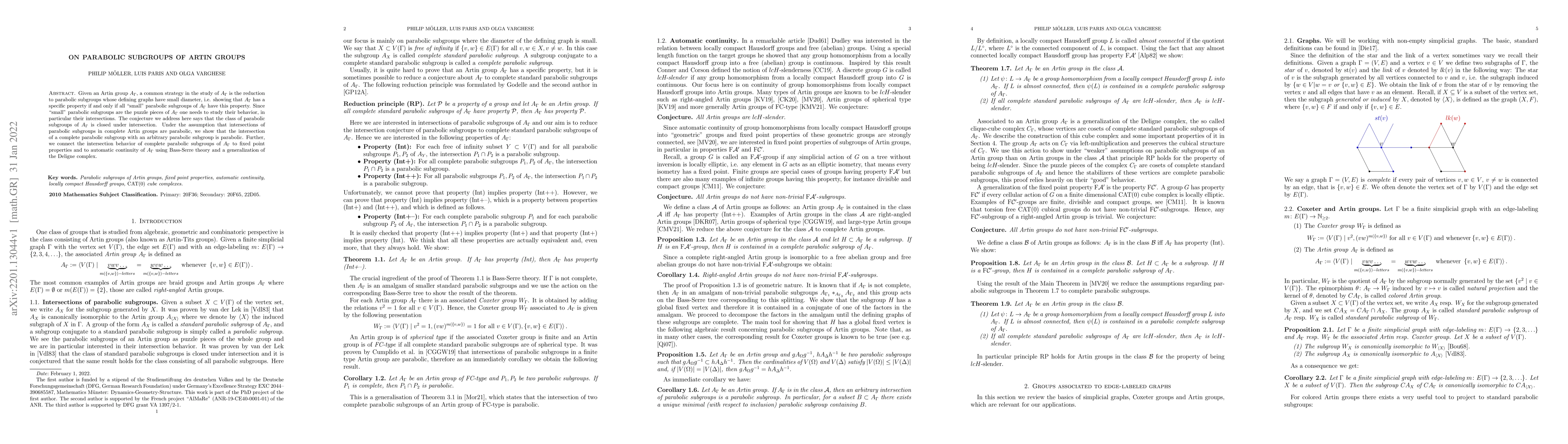 Thumbnail for On parabolic subgroups of Artin groups