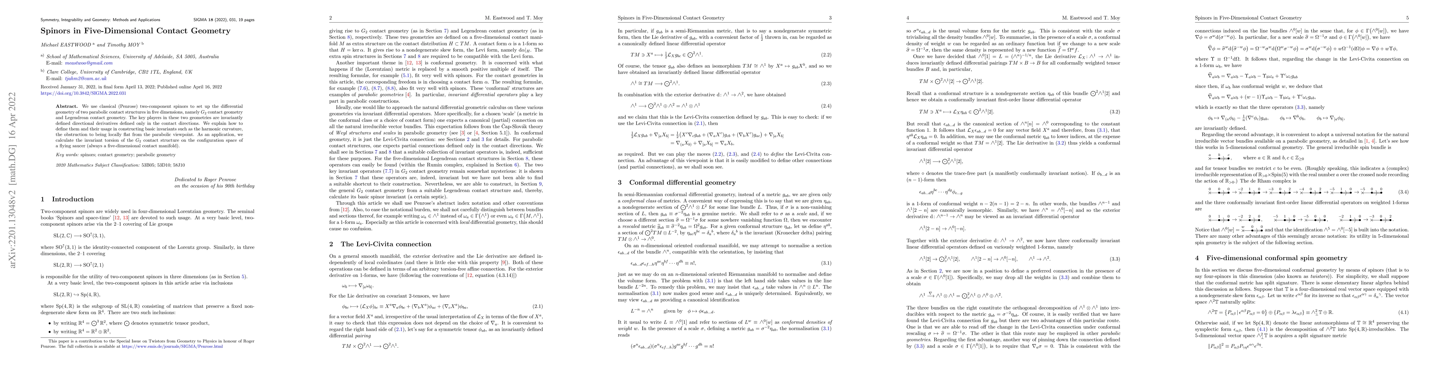 Thumbnail for Spinors in Five-Dimensional Contact Geometry