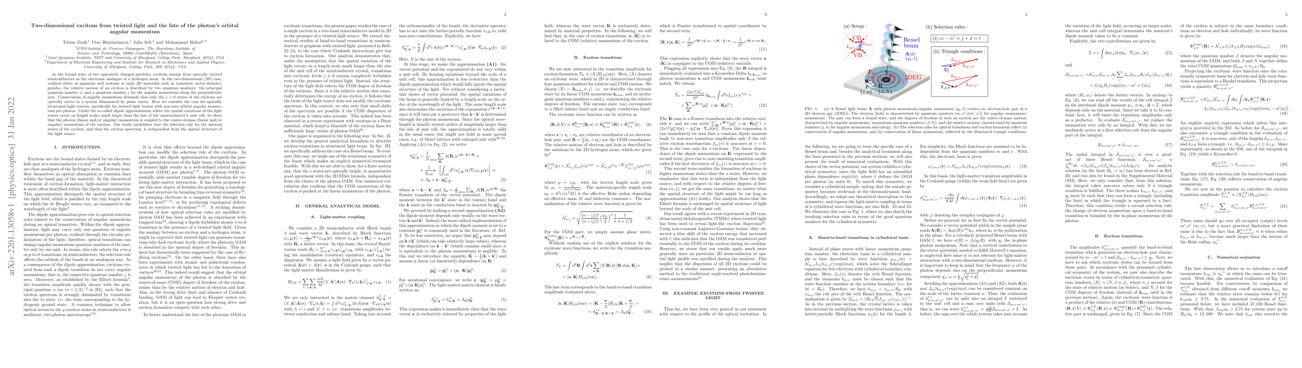 Thumbnail for Two-dimensional excitons from twisted light and the fate of the photon's
  orbital angular momentum