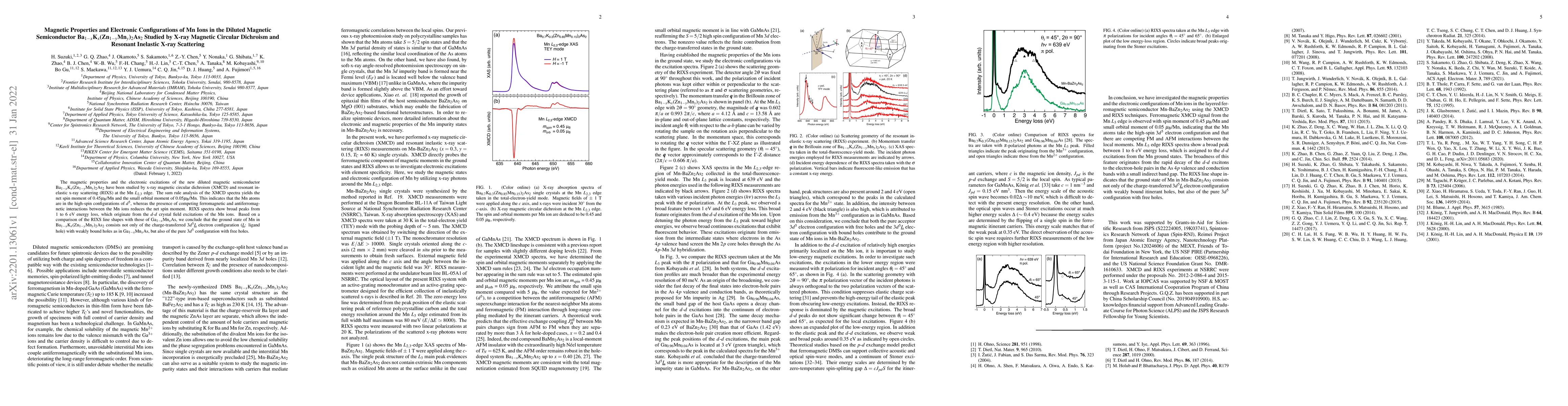 Thumbnail for Magnetic Properties and Electronic Configurations of Mn Ions in the
  Diluted Magnetic Semiconductor
  Ba$_{1-x}$K$_{x}$(Zn$_{1-y}$Mn$_{y}$)$_{2}$As$_{2}$ Studied by X-ray Magnetic
  Circular Dichroism and Resonant Inelastic X-ray Scattering