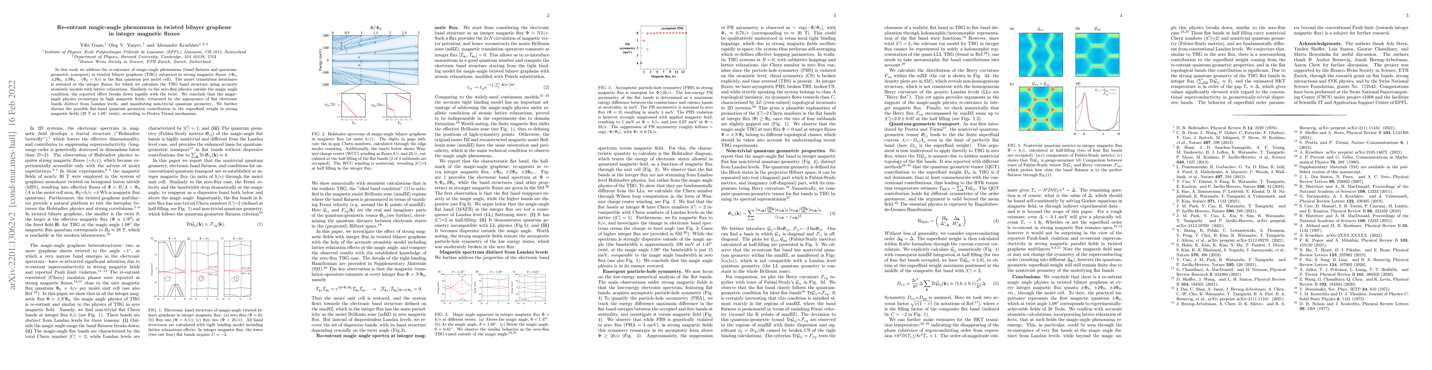 Thumbnail for Re-entrant magic-angle phenomena in twisted bilayer graphene in integer
  magnetic fluxes