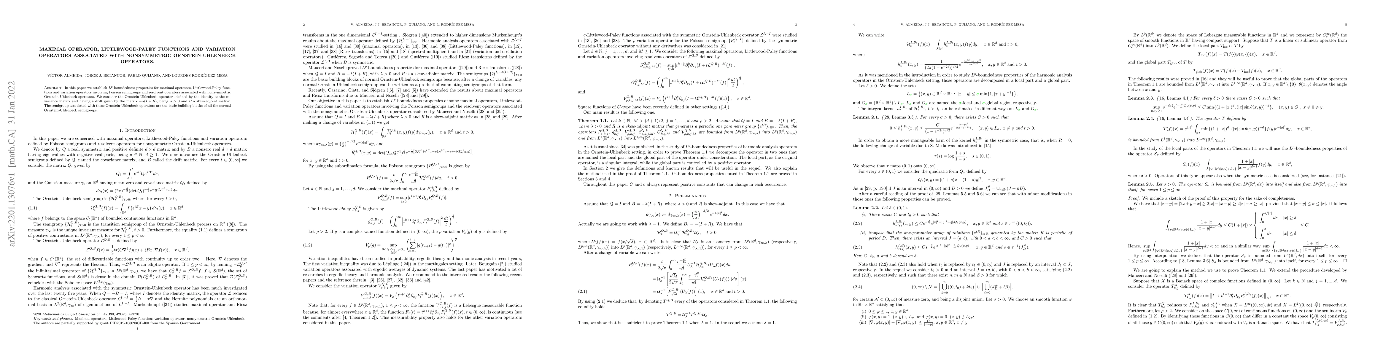 Thumbnail for Maximal operator, Littlewood-Paley functions and variation operators
  associated with nonsymmetric Ornstein-Uhlenbeck operators