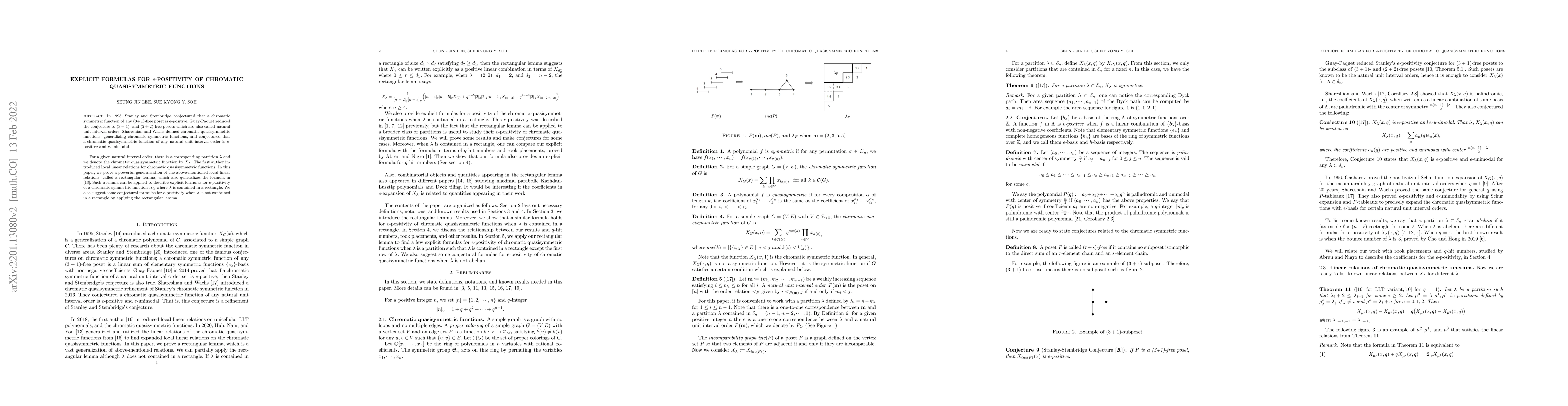 Thumbnail for Explicit formulas for e-positivity of chromatic quasisymmetric functions