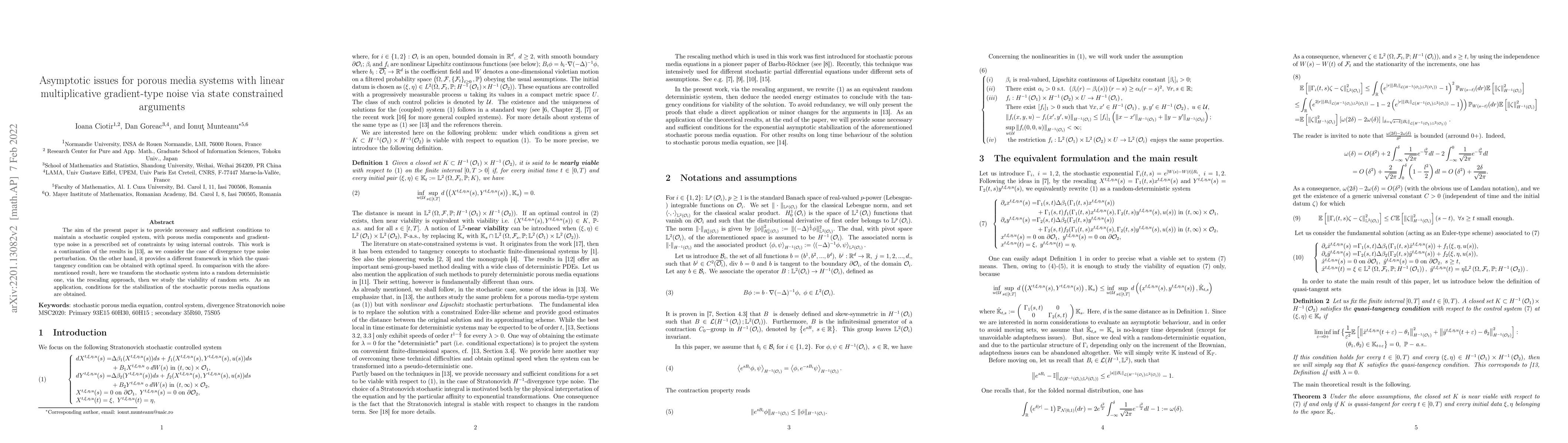 Thumbnail for Asymptotic issue for porous media systems with linear multiplicative
  gradient-type noise via state constrained arguments