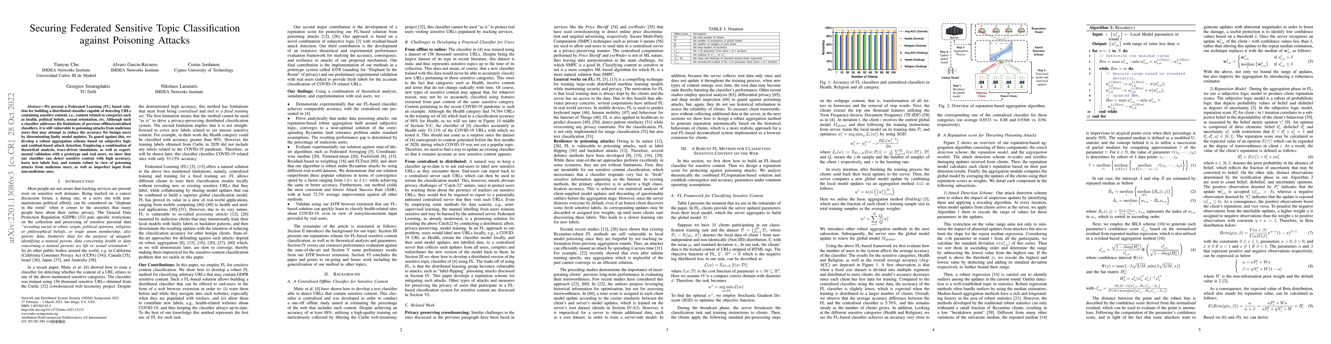 Thumbnail for Securing Federated Sensitive Topic Classification against Poisoning
  Attacks