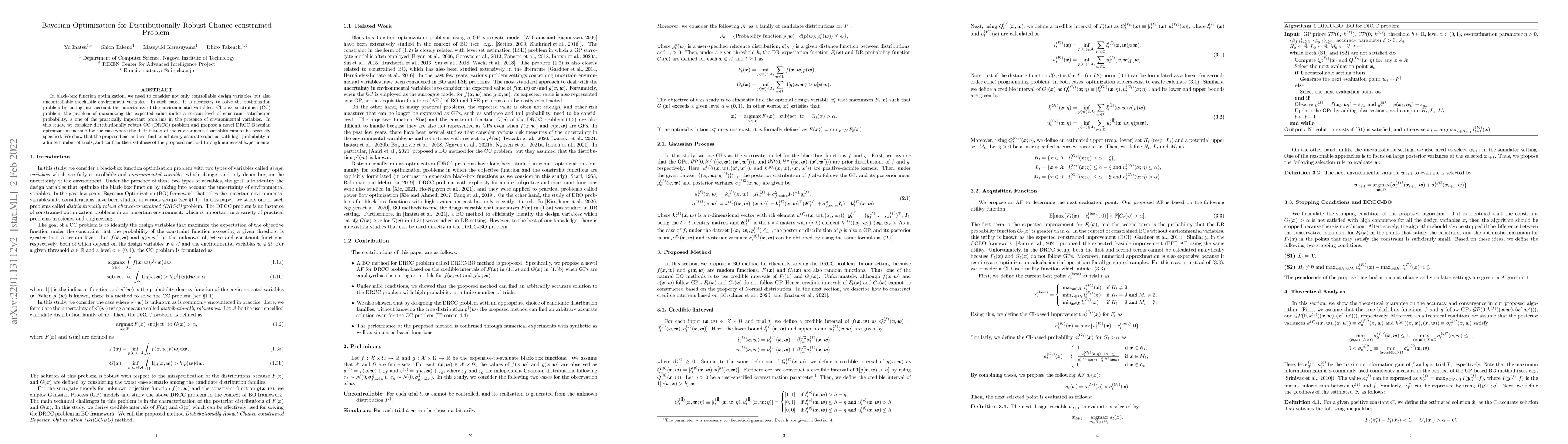 Thumbnail for Bayesian Optimization for Distributionally Robust Chance-constrained
  Problem