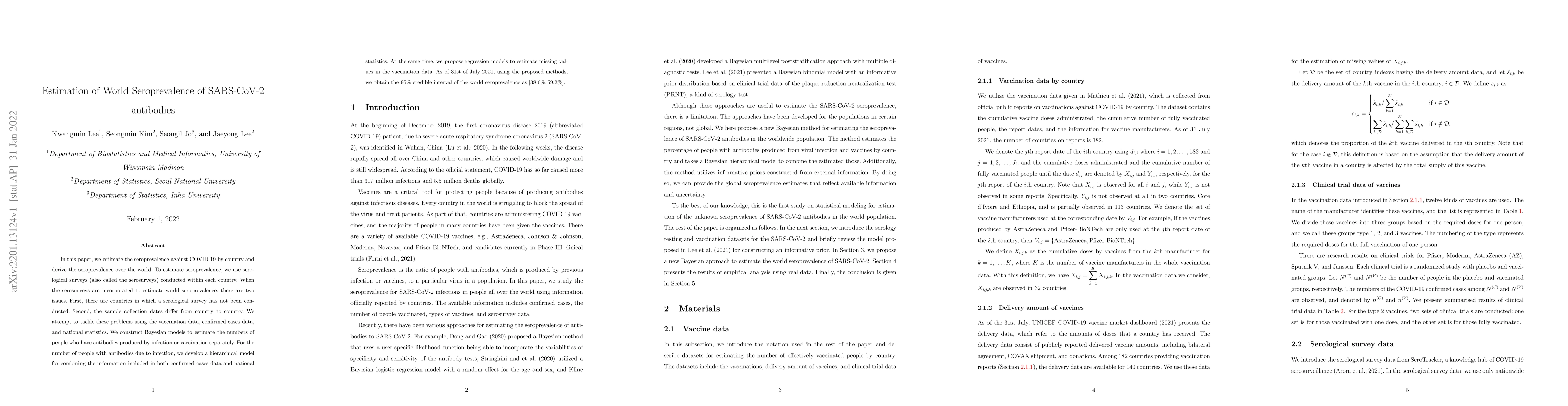 Thumbnail for Estimation of World Seroprevalence of SARS-CoV-2 antibodies