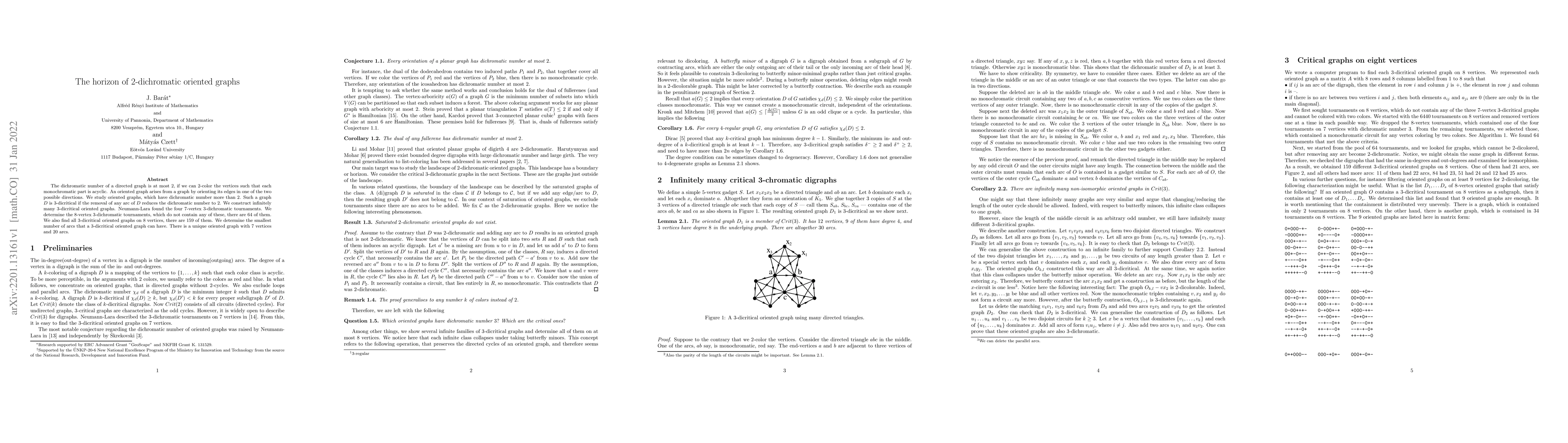 Thumbnail for The horizon of 2-dichromatic oriented graphs