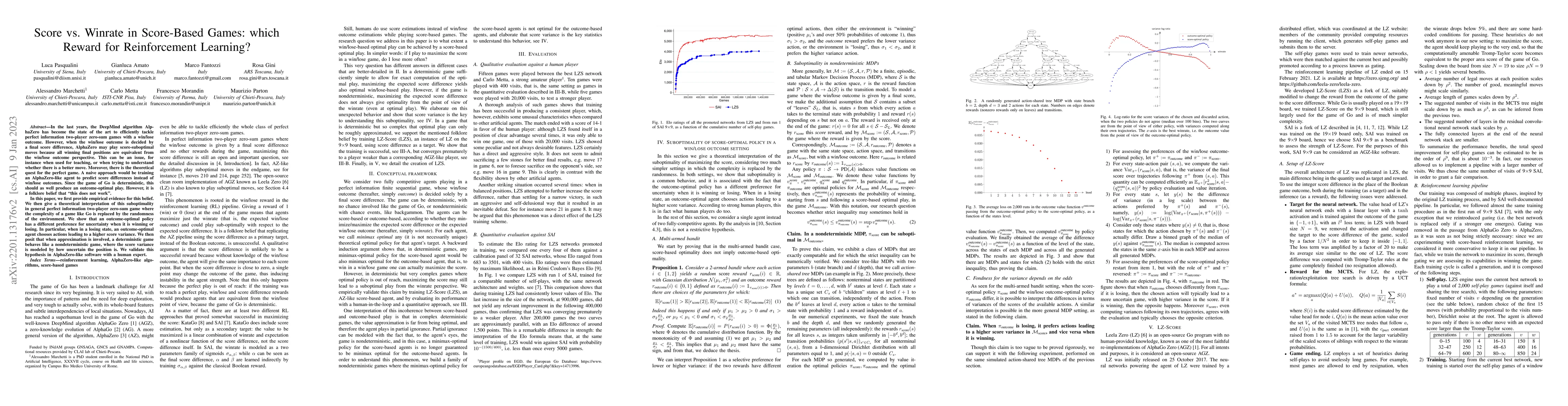 Thumbnail for Score vs. Winrate in Score-Based Games: which Reward for Reinforcement
  Learning?