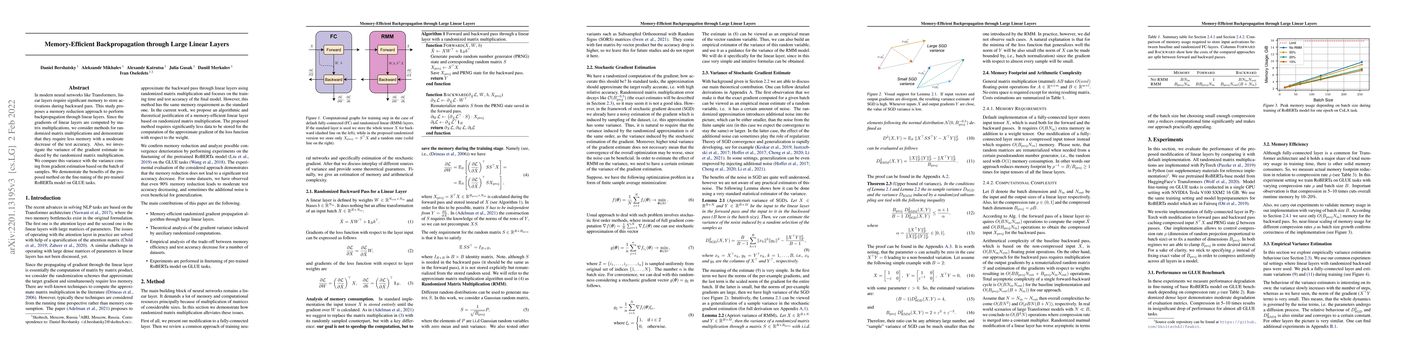 Thumbnail for Memory-Efficient Backpropagation through Large Linear Layers