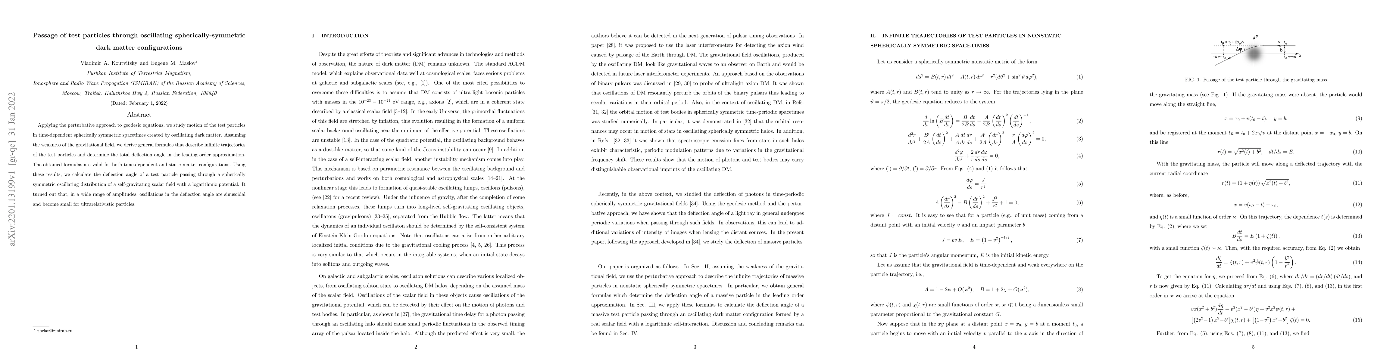 Thumbnail for Passage of test particles through oscillating spherically-symmetric dark
  matter configurations