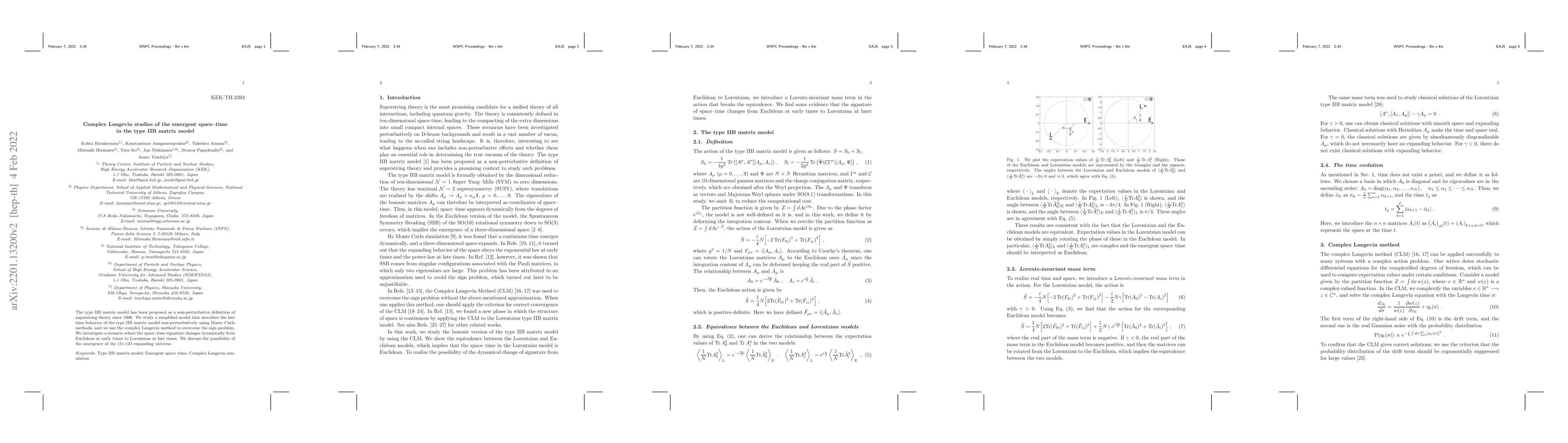 Thumbnail for Complex Langevin studies of the emergent space-time in the type IIB
  matrix model