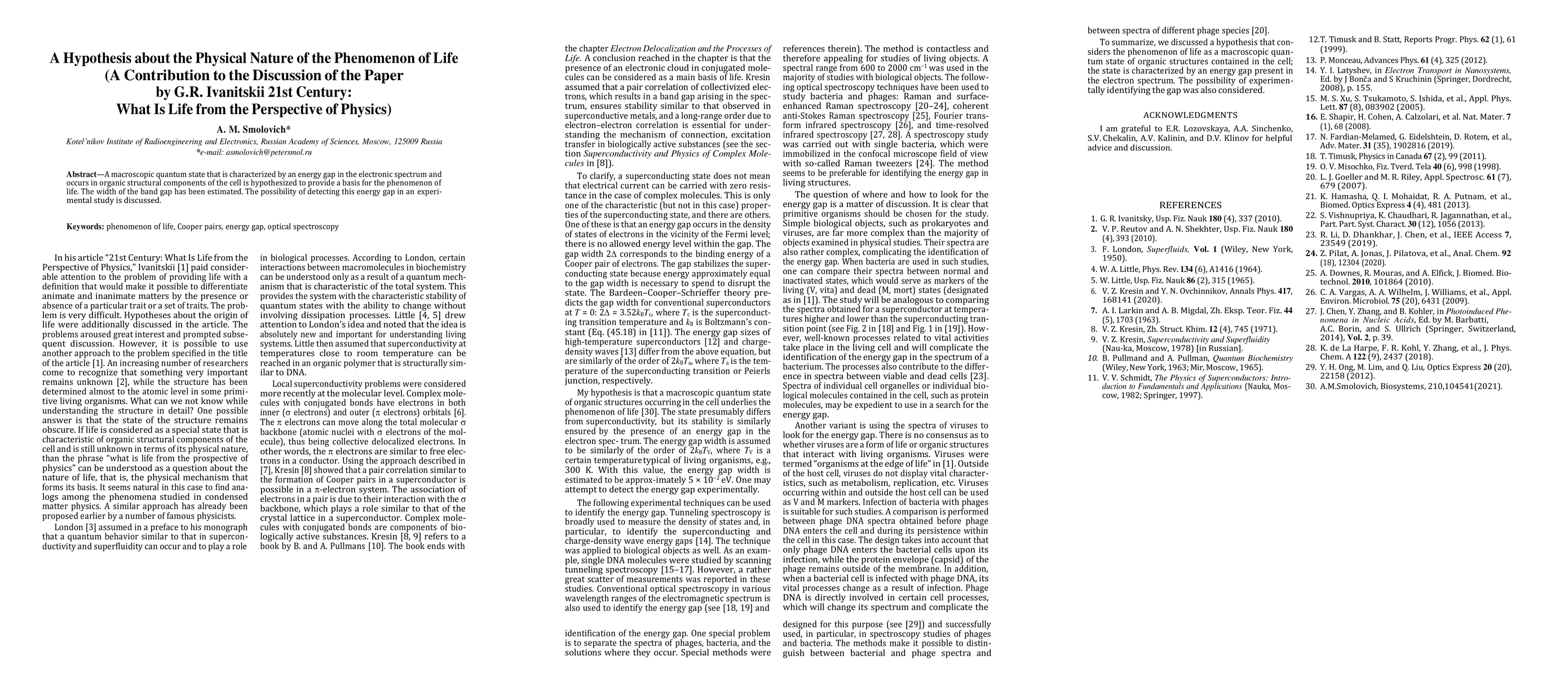 Thumbnail for A Hypothesis about the Physical Nature of the Phenomenon of Life (A
  Contribution to the Discussion of the Paper by G.R. Ivanitskii 21st Century:
  What Is Life from the Perspective of Physics)