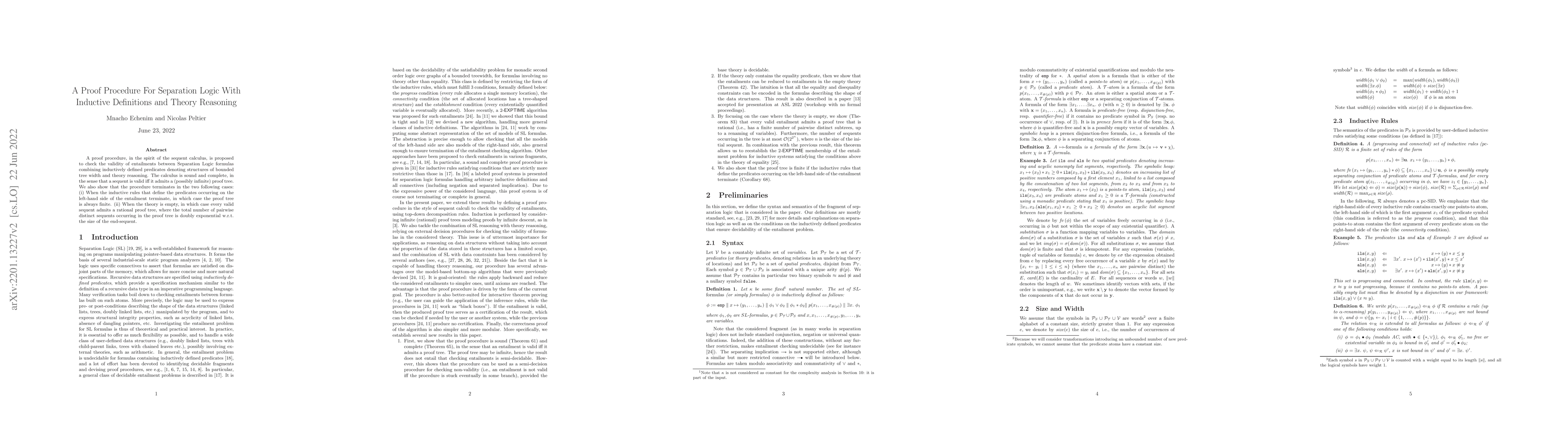 Thumbnail for A Proof Procedure For Separation Logic With Inductive Definitions and
  Theory Reasoning