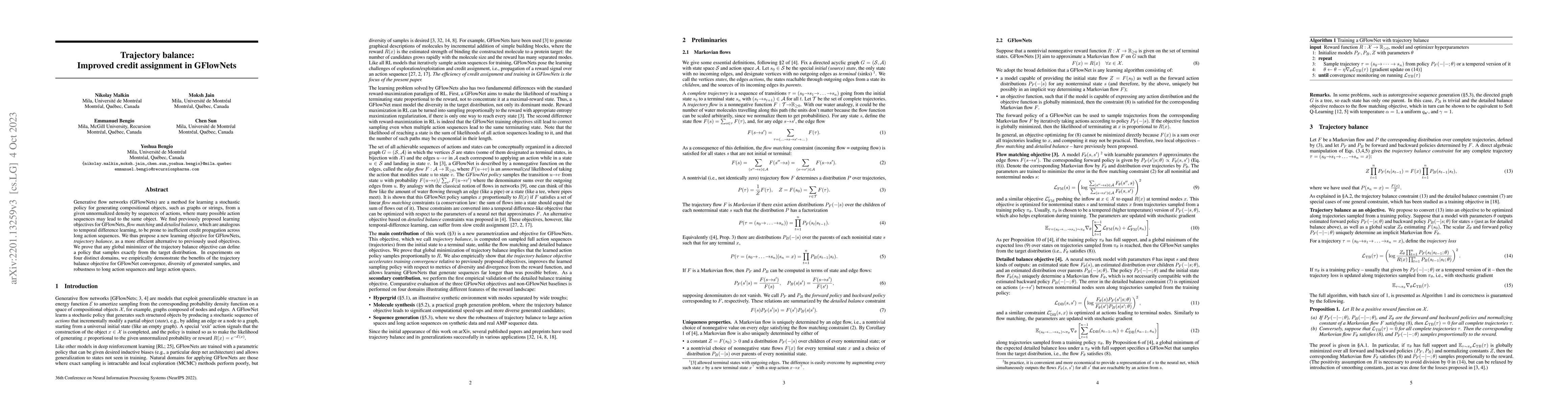 Thumbnail for Trajectory balance: Improved credit assignment in GFlowNets