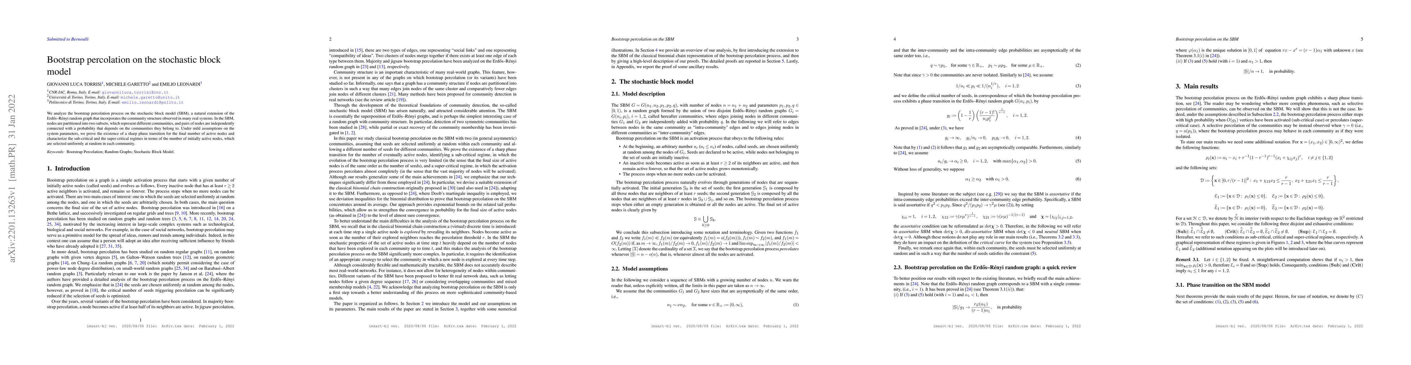 Thumbnail for Bootstrap percolation on the stochastic block model