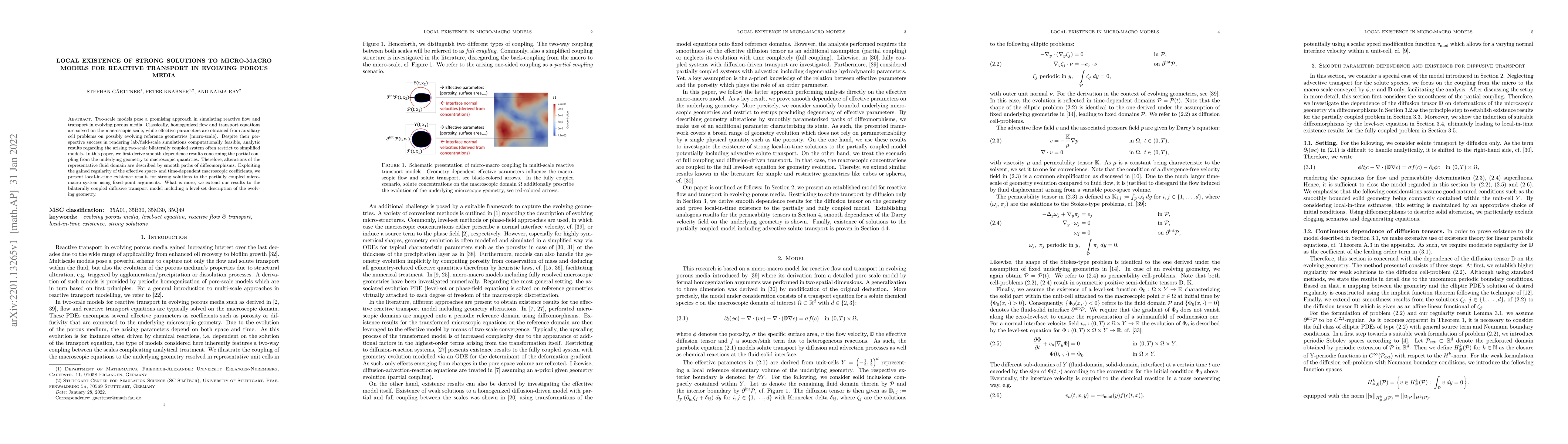 Thumbnail for Local existence of strong solutions to micro-macro models for reactive
  transport in evolving porous media