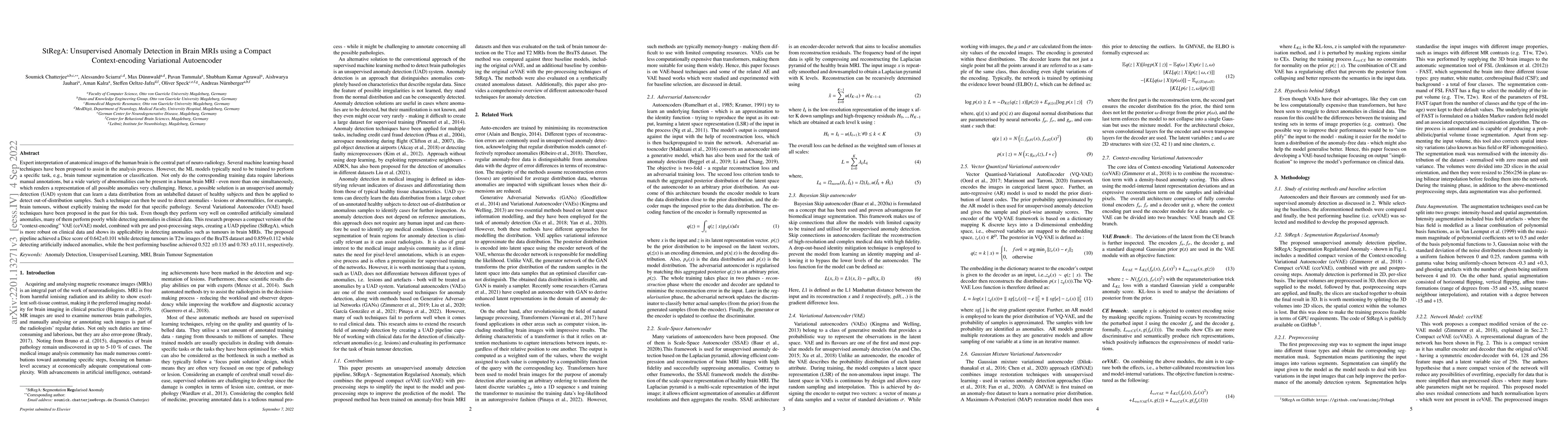 Thumbnail for StRegA: Unsupervised Anomaly Detection in Brain MRIs using a Compact
  Context-encoding Variational Autoencoder