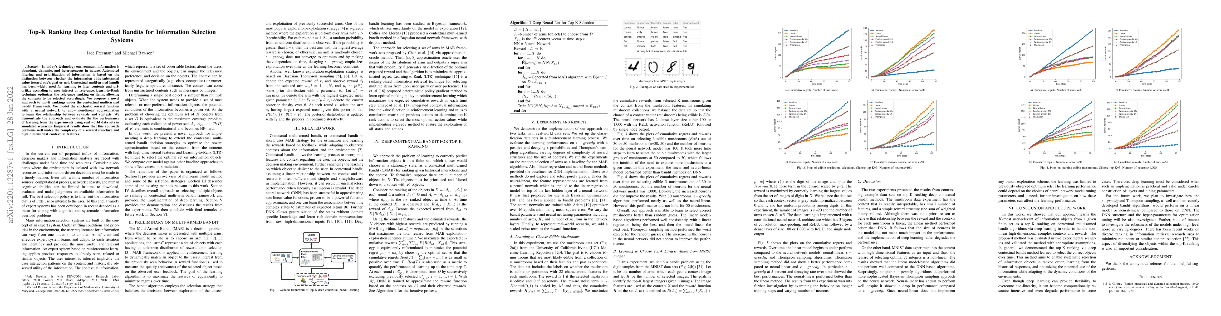 Thumbnail for Top-K Ranking Deep Contextual Bandits for Information Selection Systems