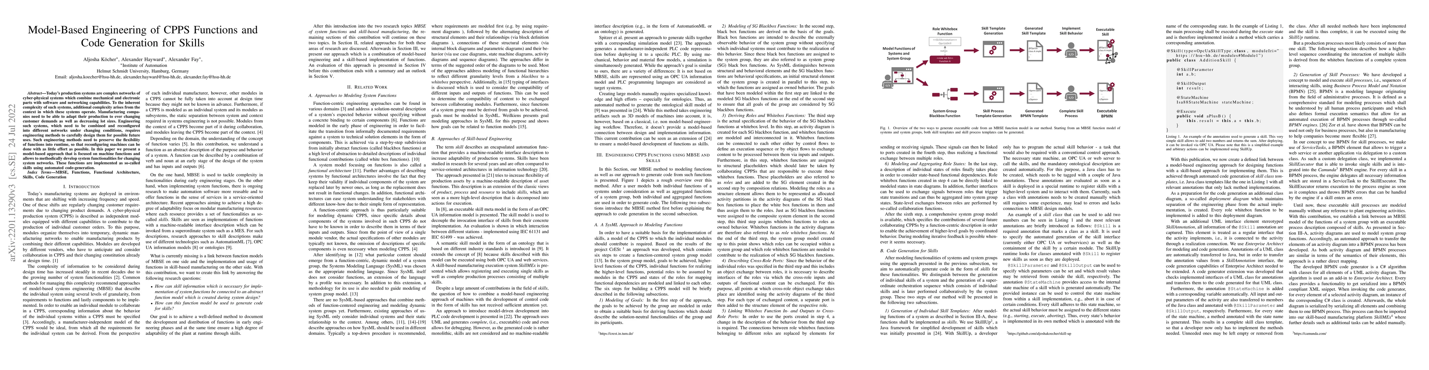 Thumbnail for Model-Based Engineering of CPPS Functions and Code Generation for Skills