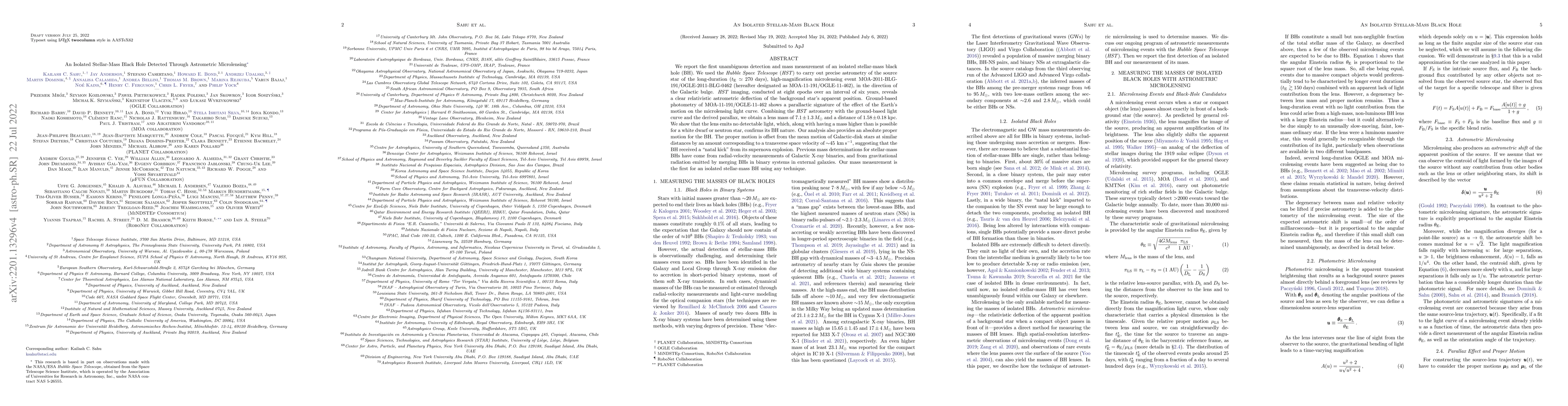 Thumbnail for An Isolated Stellar-Mass Black Hole Detected Through Astrometric
  Microlensing