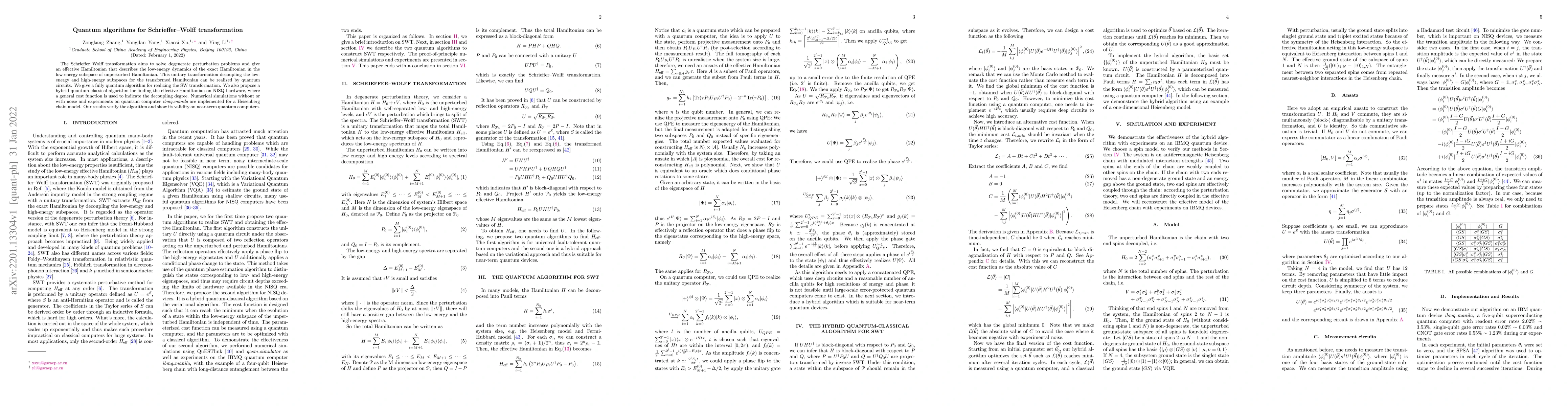 Thumbnail for Quantum algorithms for Schrieffer-Wolff transformation