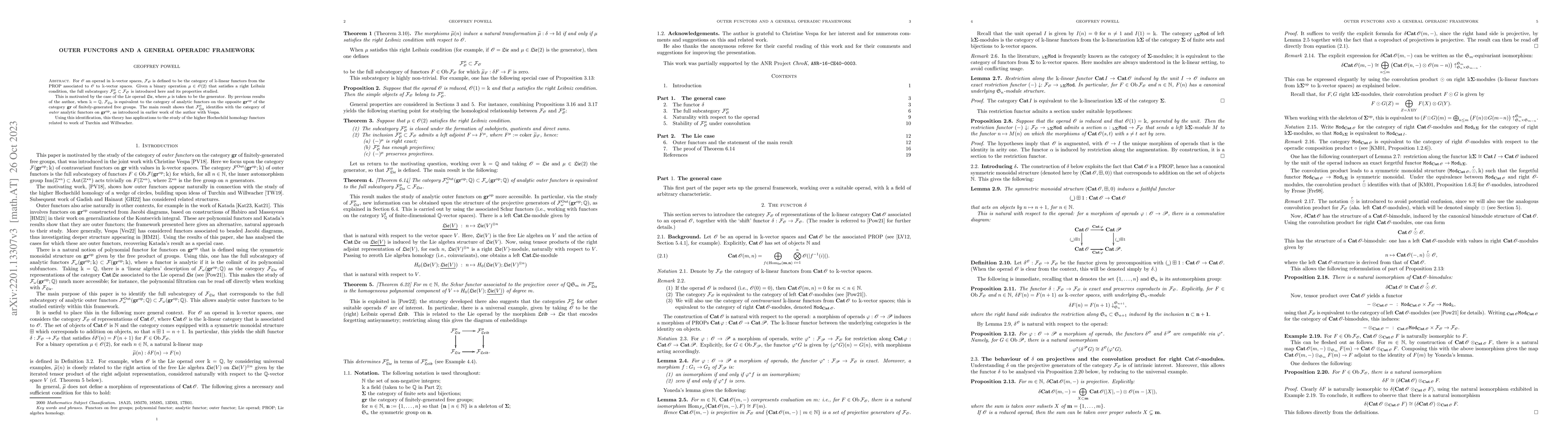 Thumbnail for Outer functors and a general operadic framework