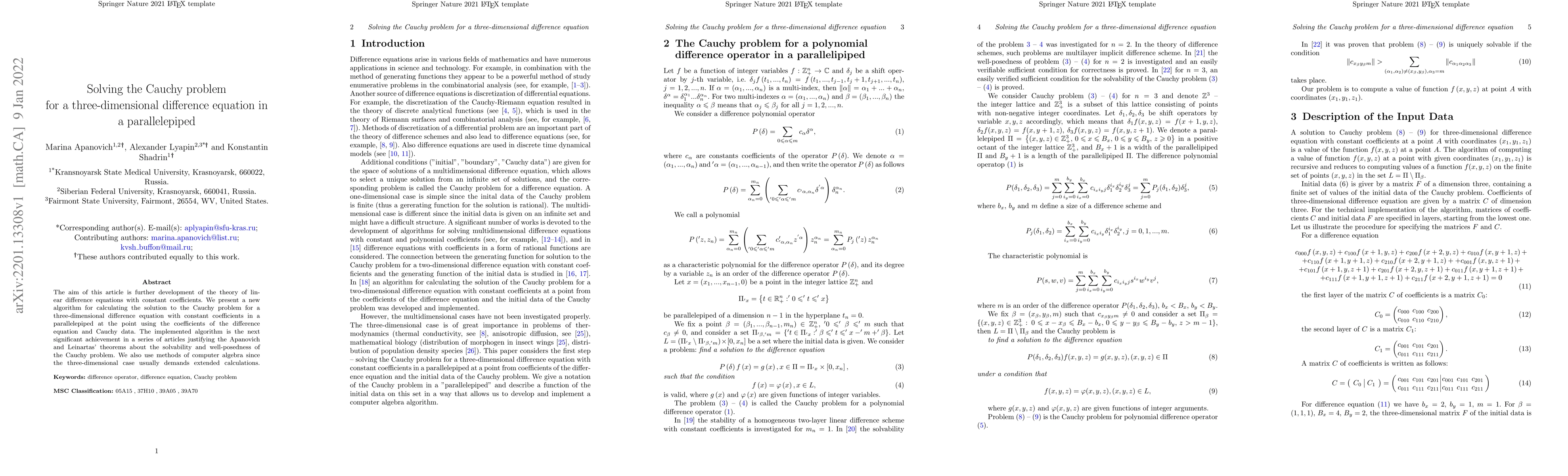 Thumbnail for Solving the Cauchy problem for a three-dimensional difference equation
  in a parallelepiped