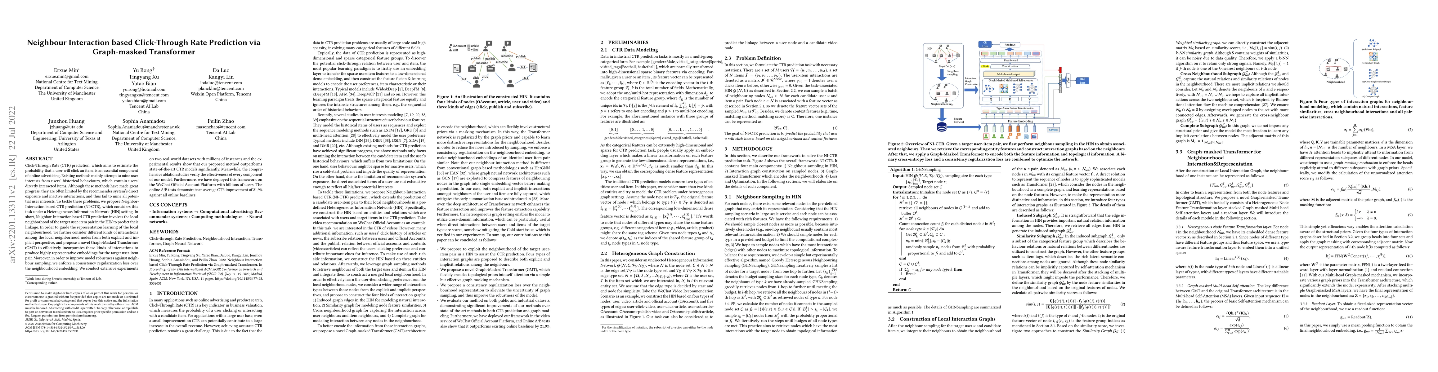 Thumbnail for Neighbour Interaction based Click-Through Rate Prediction via
  Graph-masked Transformer