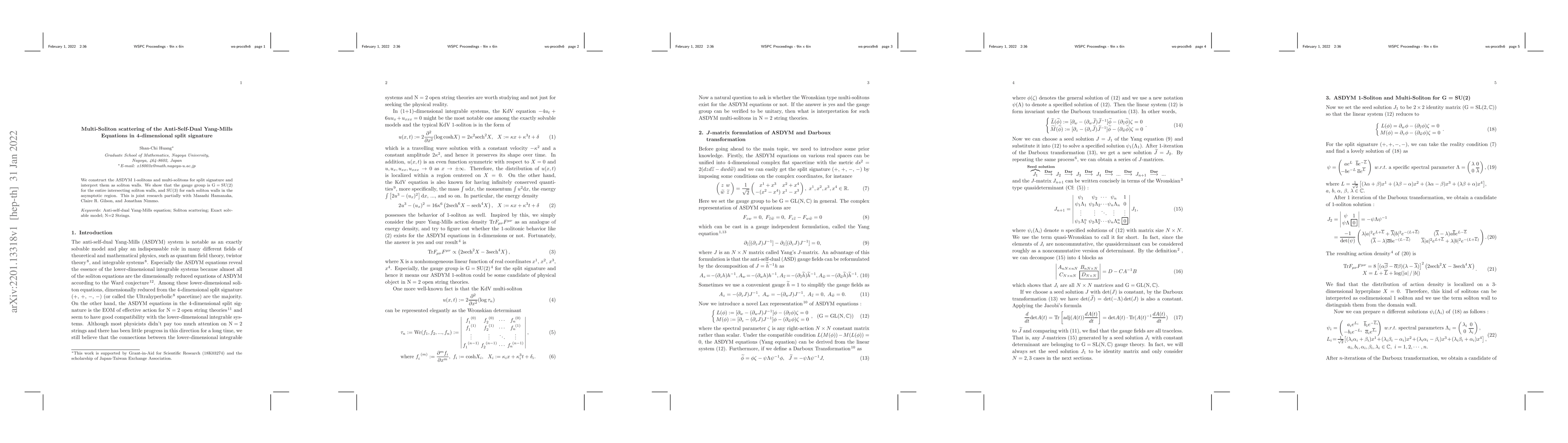 Thumbnail for Multi-Soliton scattering of the Anti-Self-Dual Yang-Mills Equations in
  4-dimensional split signature