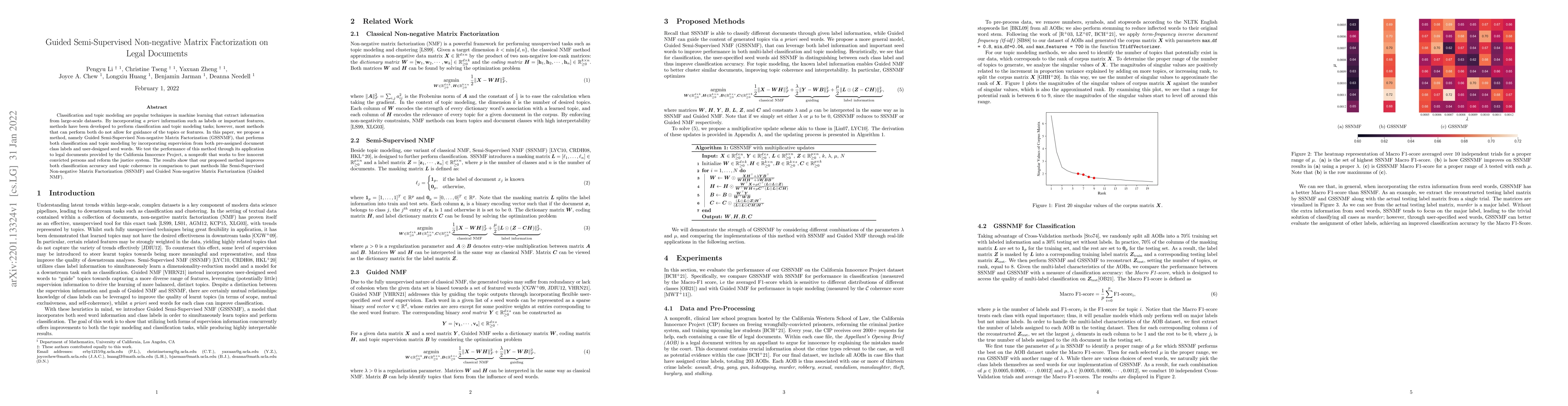 Thumbnail for Guided Semi-Supervised Non-negative Matrix Factorization on Legal
  Documents