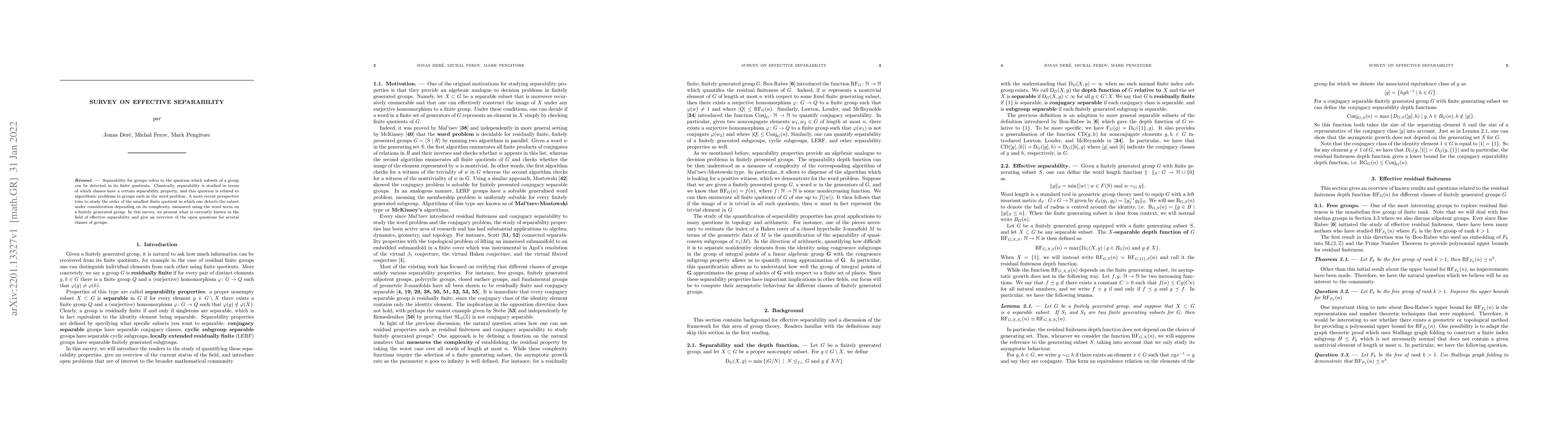 Thumbnail for Survey on effective separability