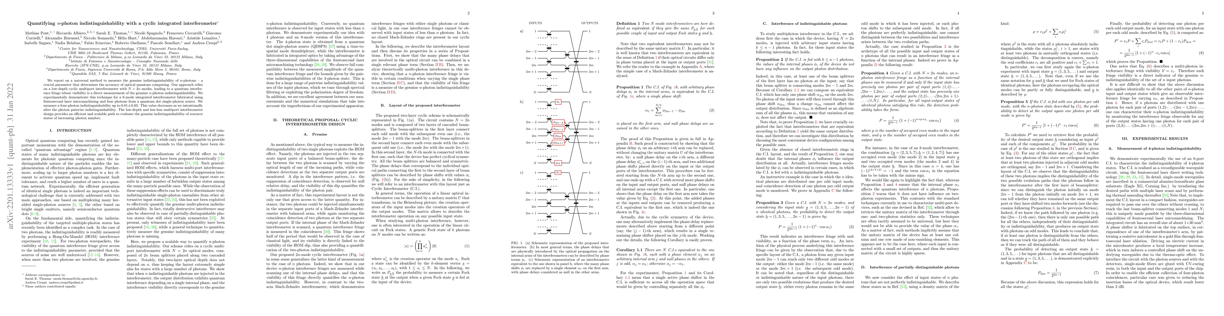 Thumbnail for Quantifying n-photon indistinguishability with a cyclic integrated
  interferometer