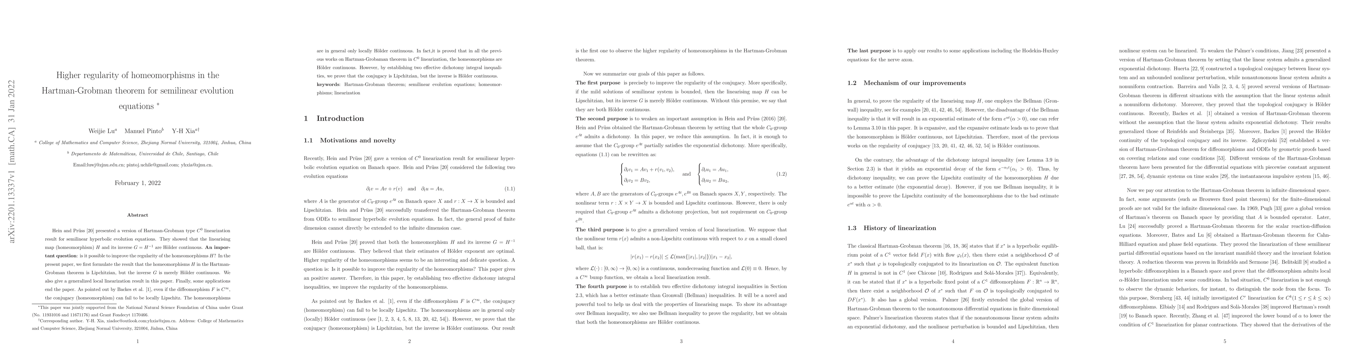 Thumbnail for Higher regularity of homeomorphisms in the Hartman-Grobman theorem for
  semilinear evolution equations