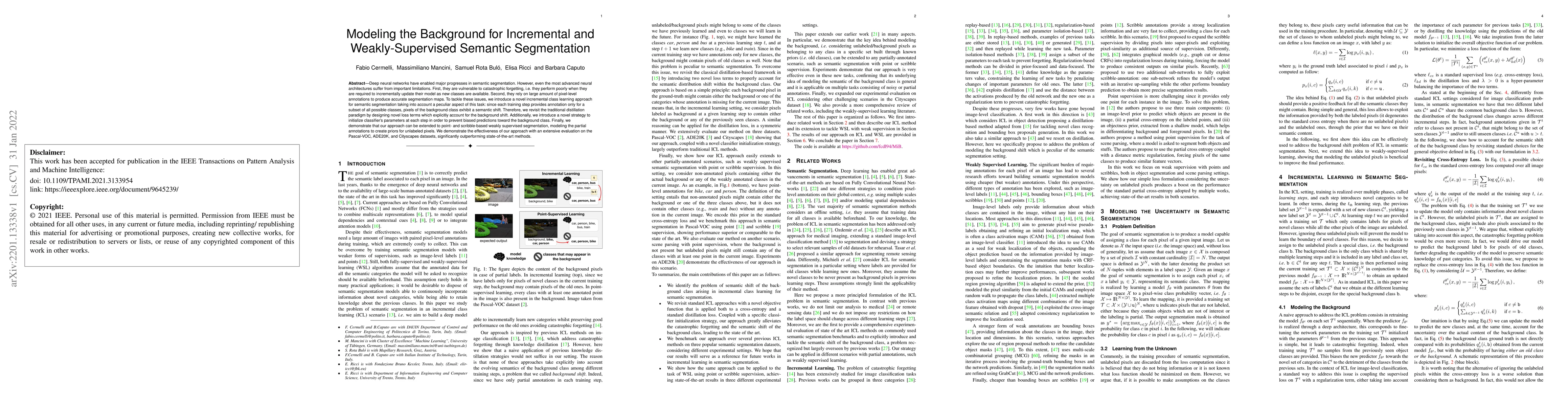 Thumbnail for Modeling the Background for Incremental and Weakly-Supervised Semantic
  Segmentation