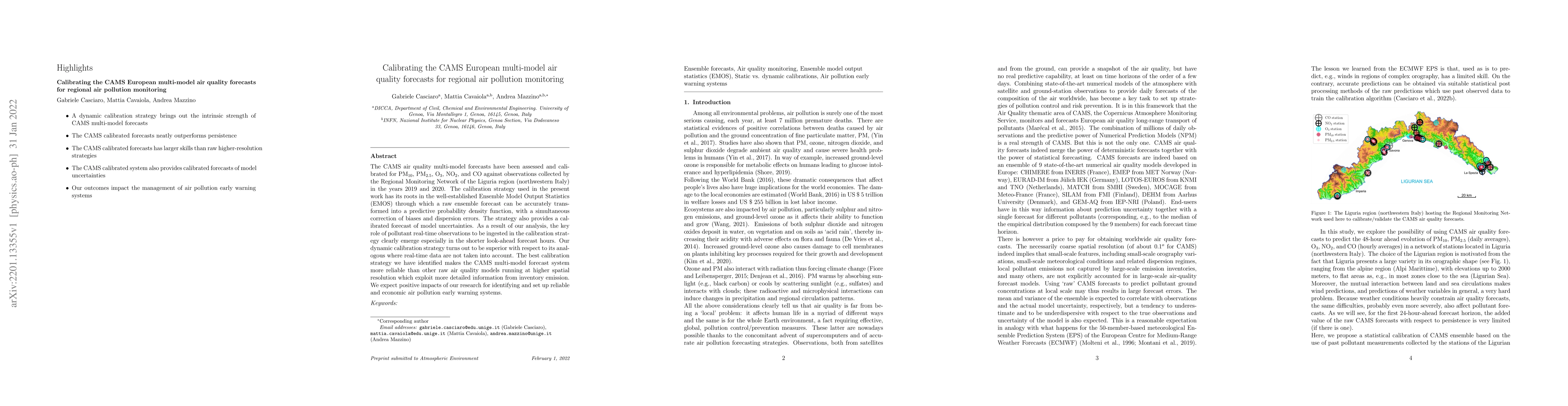 Thumbnail for Calibrating the CAMS European multi-model air quality forecasts for
  regional air pollution monitoring