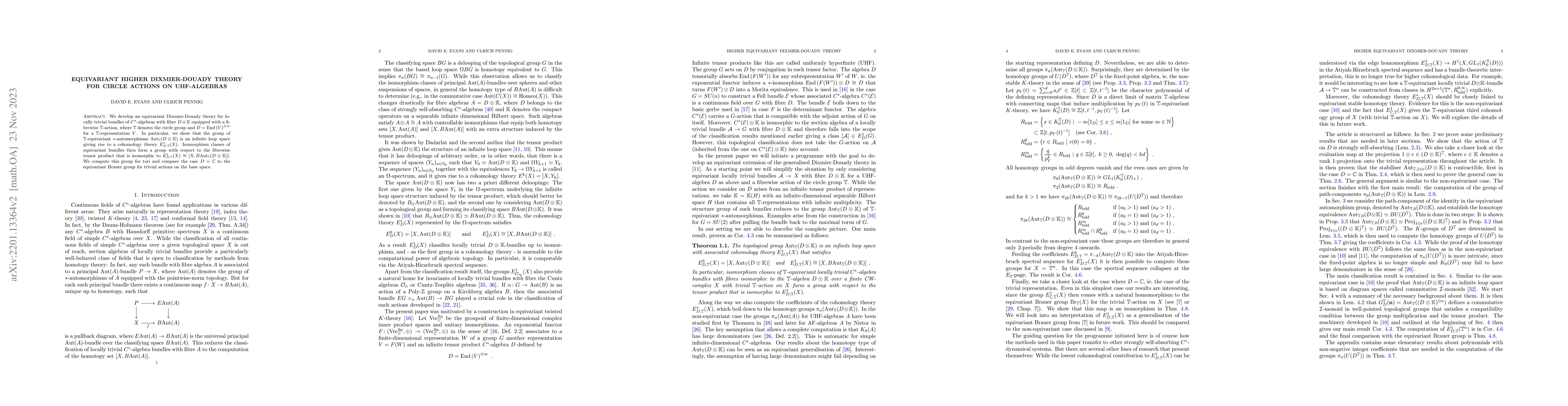 Thumbnail for Equivariant higher Dixmier-Douady Theory for circle actions on
  UHF-algebras