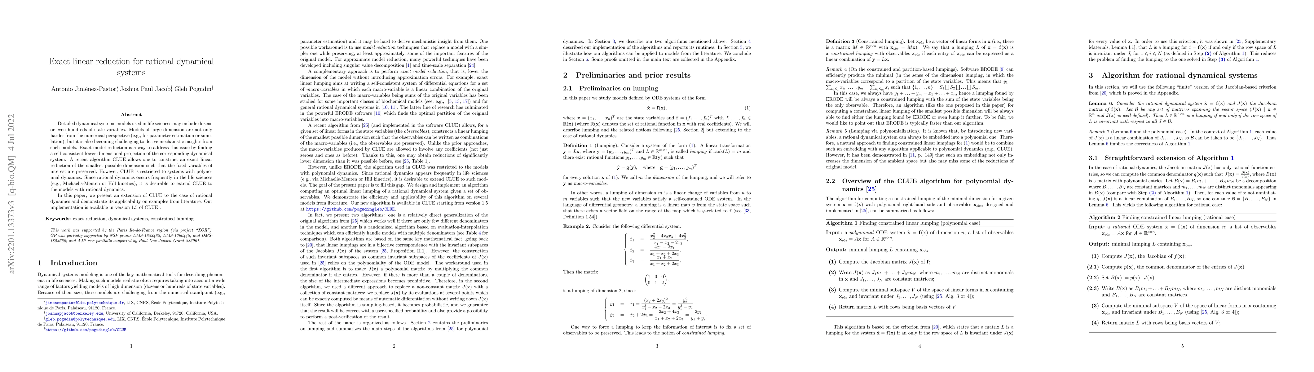 Thumbnail for Exact linear reduction for rational dynamical systems
