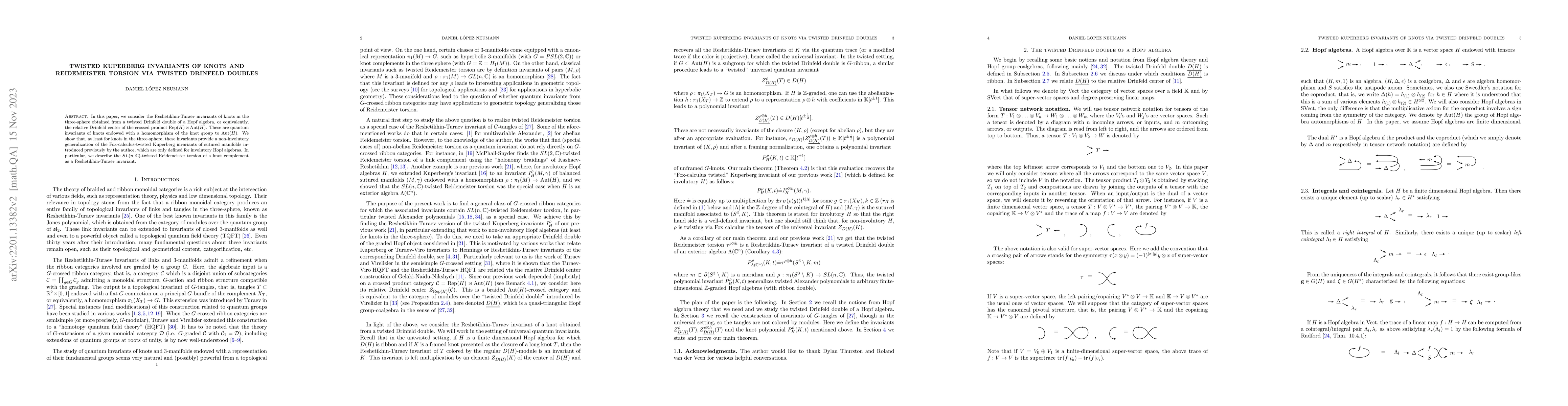 Thumbnail for Twisted Kuperberg invariants of knots and Reidemeister torsion via
  twisted Drinfeld doubles