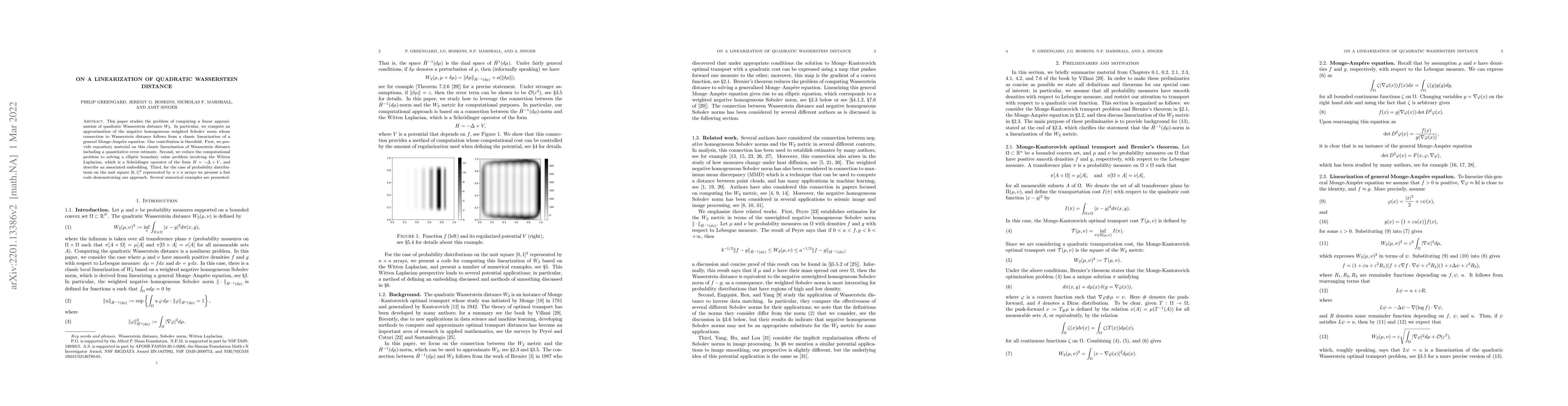 Thumbnail for On a linearization of quadratic Wasserstein distance